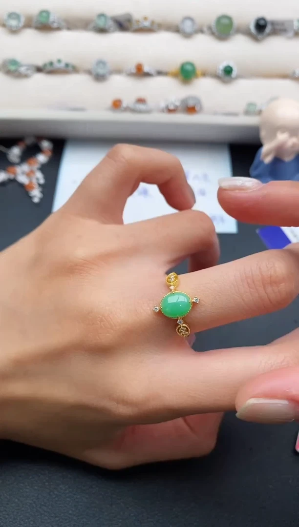 银S925镶嵌戒指翡翠2222222+1