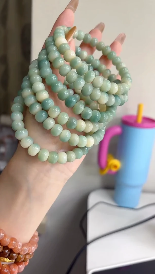 手串菩提根/象牙果半山半水玉化算盘7*9mm手串