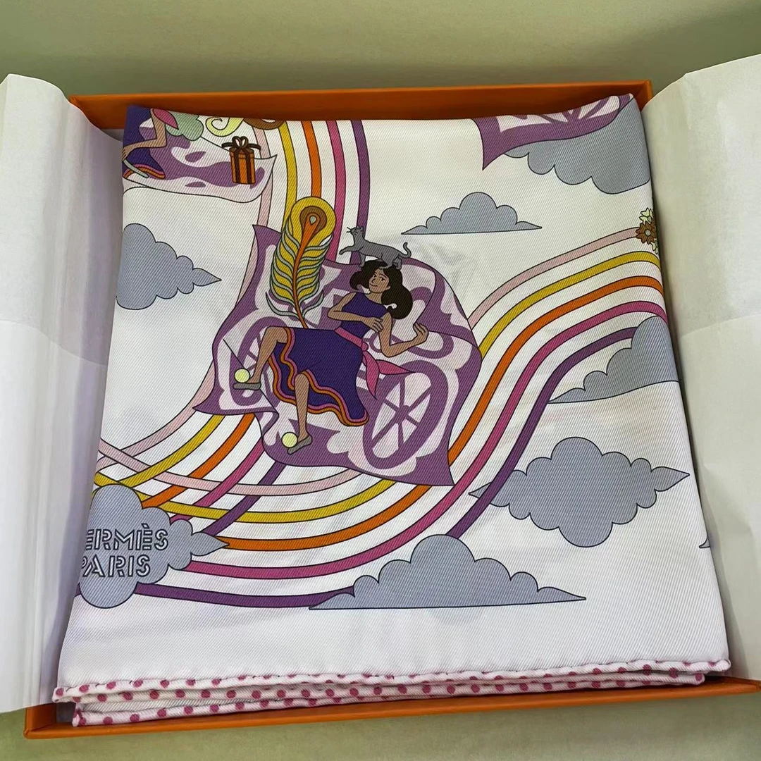 全新未使用 Hermes/爱马仕 【念念活动】穿荷叶裙的小女孩 丝巾