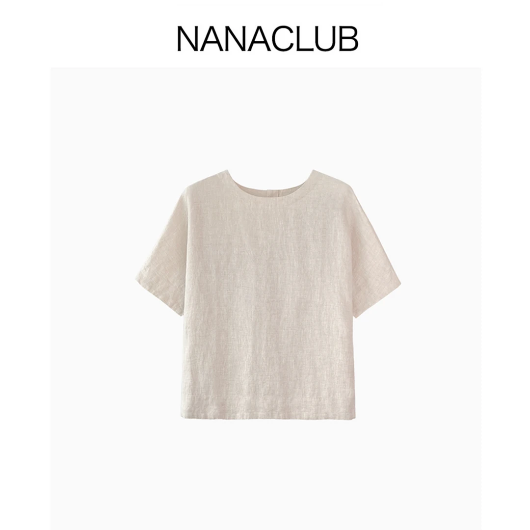 NANACLUB 100%亚麻短袖 极简松弛百搭 三伏天穿吸湿排汗凉爽舒适