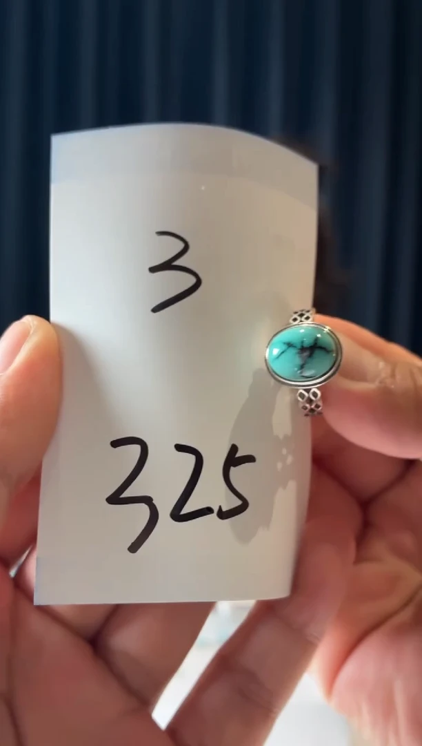 银S925镶嵌绿松石戒指噶玛珠宝