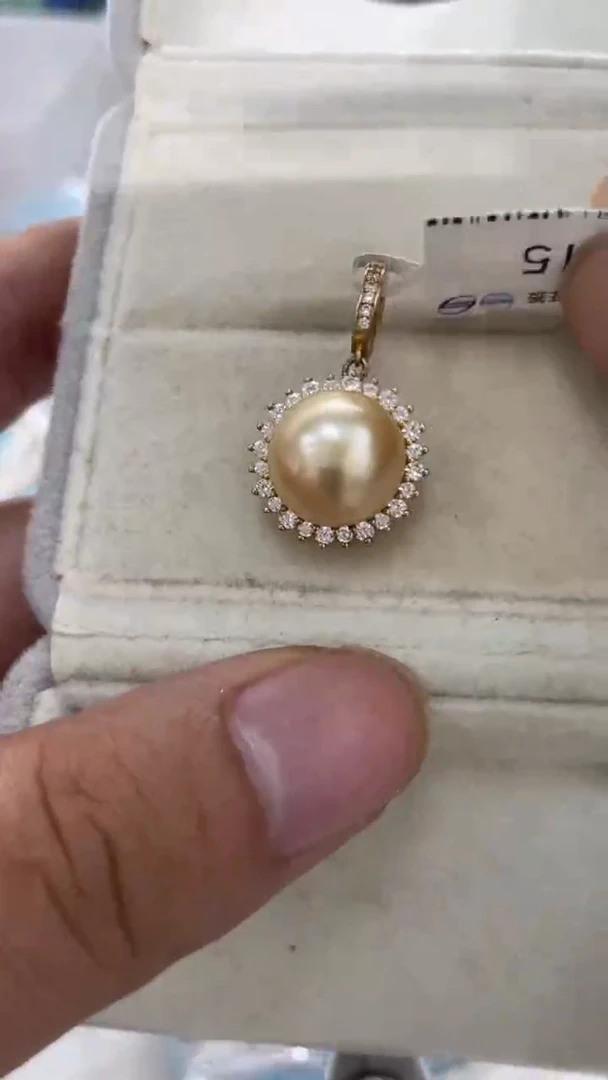 银S925镶嵌吊坠海水珍珠金珠