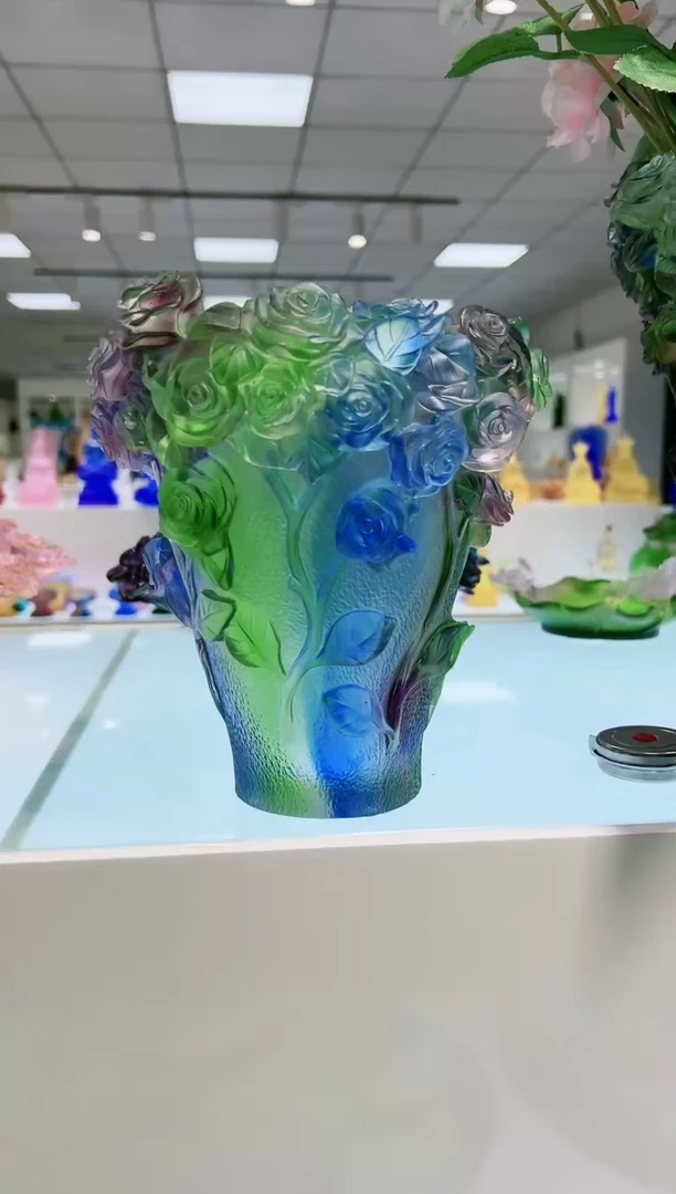 【闪购商品】茶宠古法琉璃玫瑰花瓶