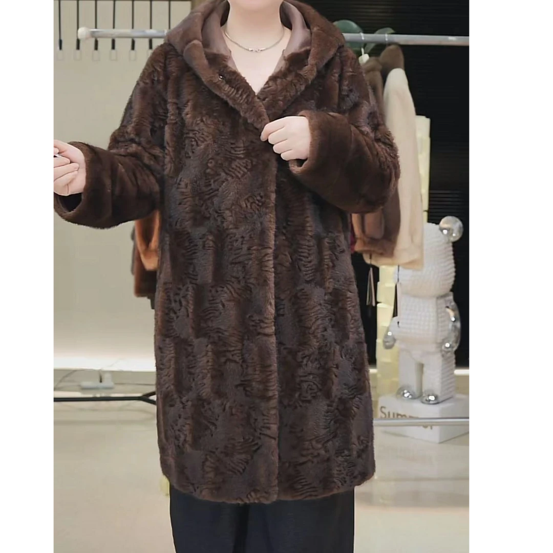 CJB877厚款冬季长袖保暖朋克风毛呢外套复古豹纹双面加绒印花