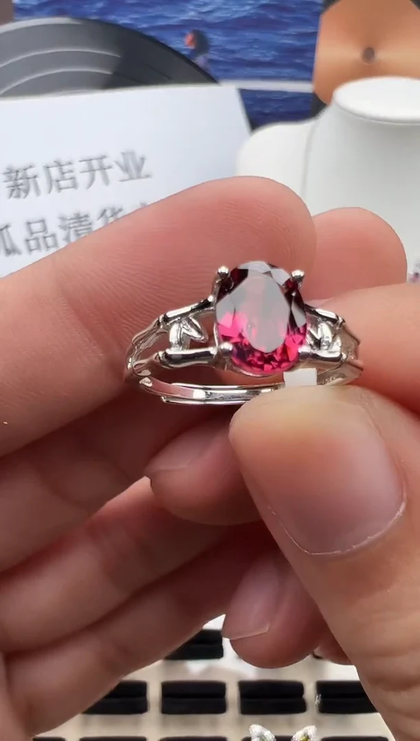 银S925镶嵌硼铝镁石戒指36