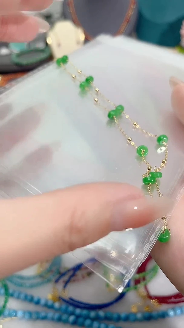 【闪购商品】翡翠颈饰14K金镶嵌满99