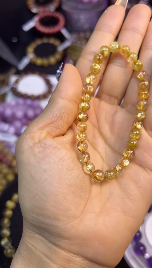 未镶嵌手串水晶金发晶6mm+