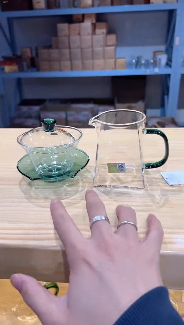 禾器-荷叶盖碗-墨绿色+瀚然墨绿+清禾杯墨绿1只