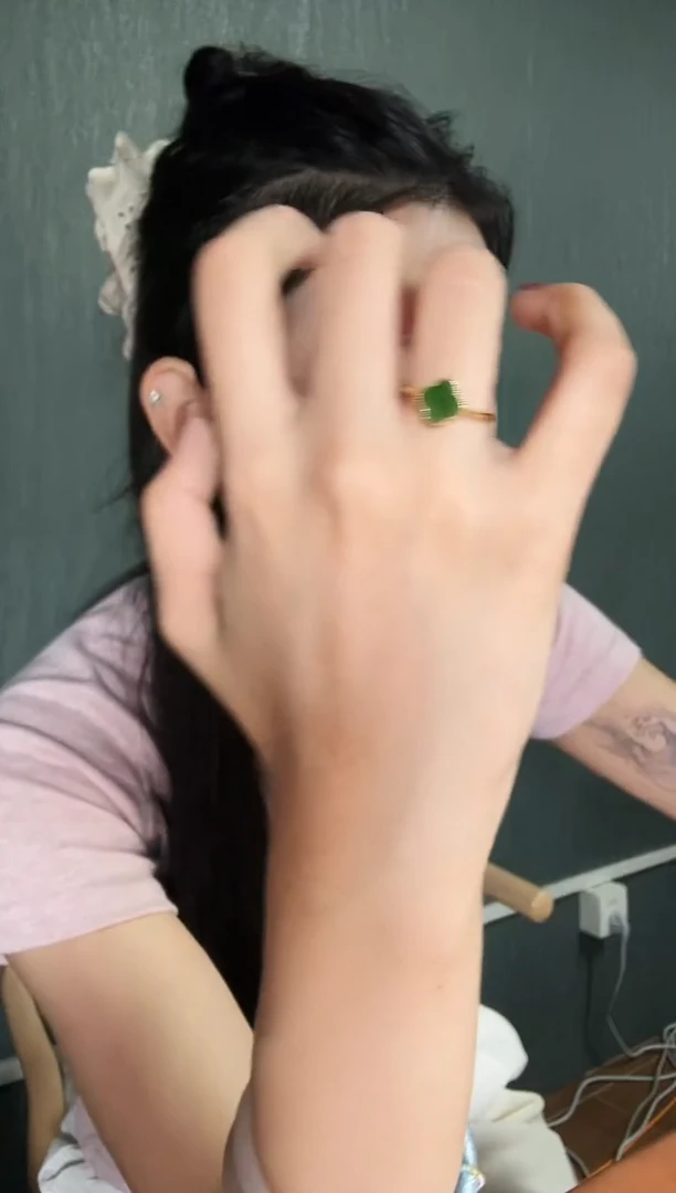 和田玉戒指银S925镀金镶嵌四耶草戒指