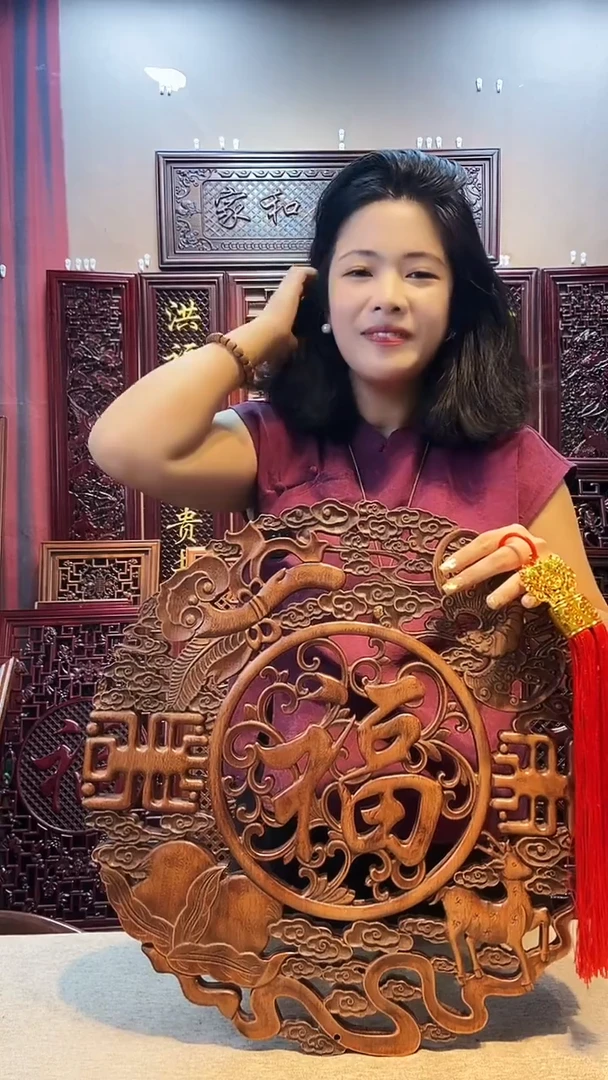 香樟木木雕款48公分福禄寿喜*2