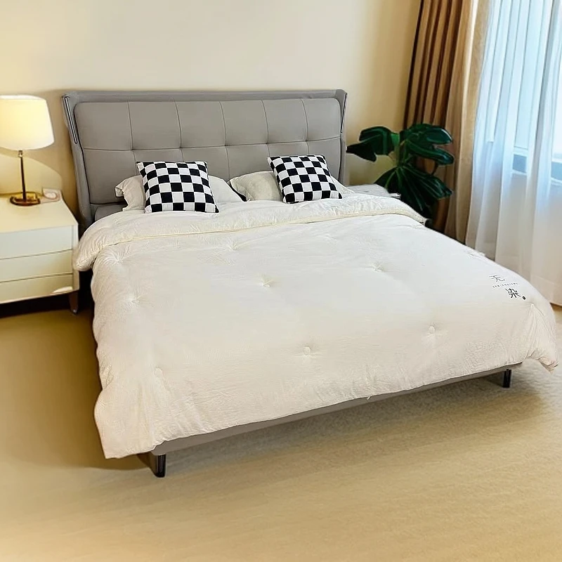 【锦绣前程pro】简约头层真皮主卧轻奢实木框架新款皮艺床北欧风a