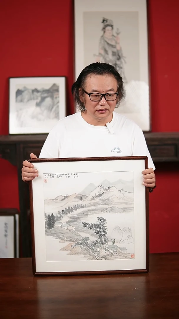 国画手绘手写-50*50带框发货