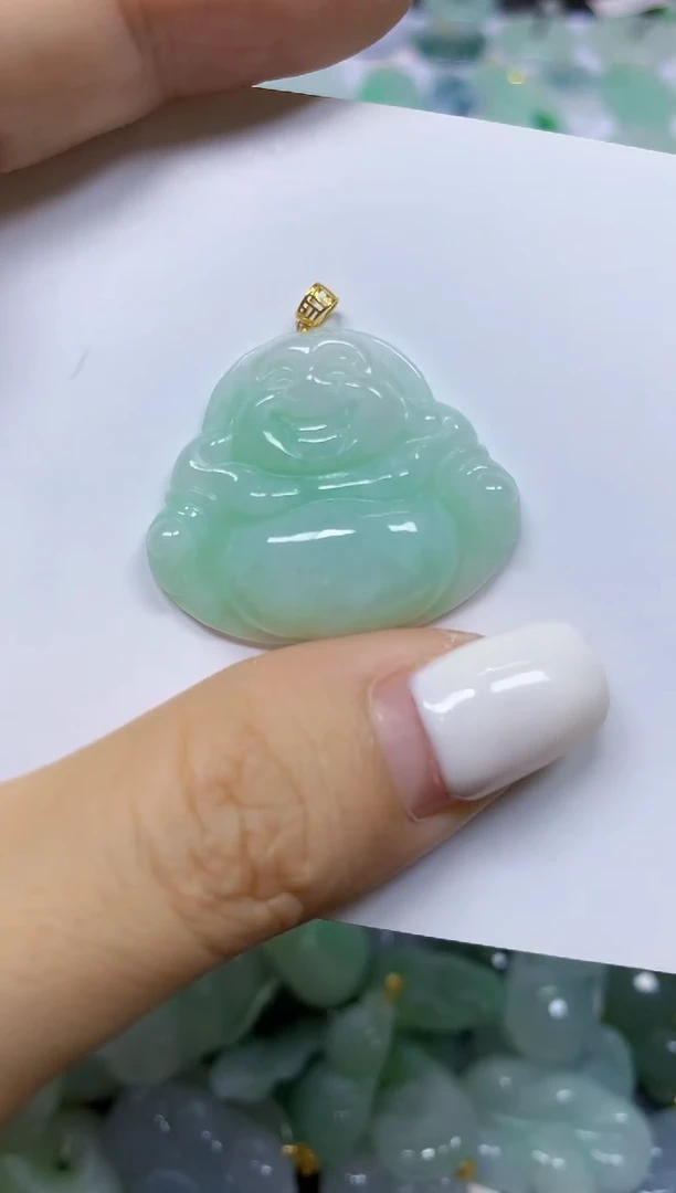 翡翠18K金镶嵌颈饰天然翡翠A货