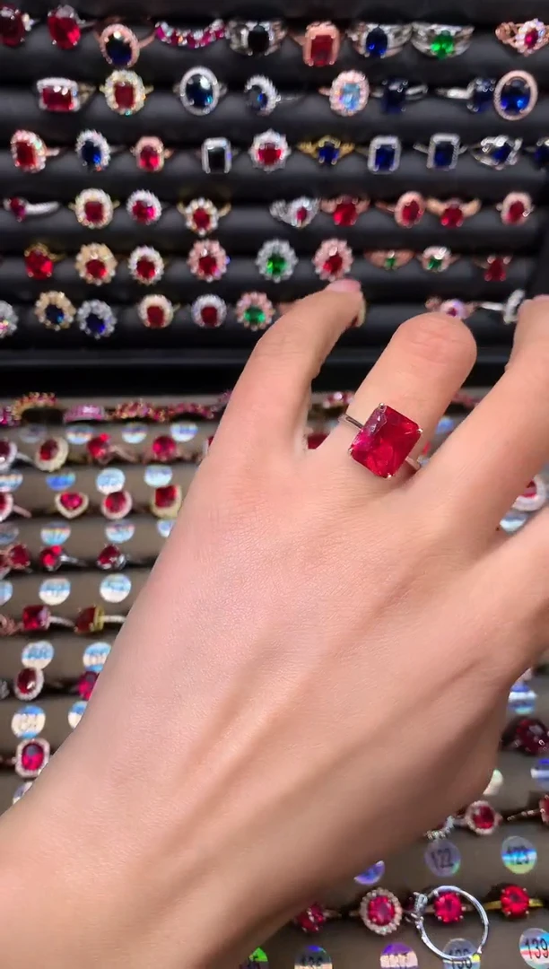 【闪购商品】红宝石戒指银S925镶嵌1012白