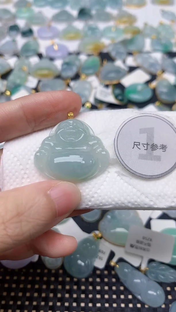 颈饰18K金镶嵌翡翠天然缅甸A货翡翠