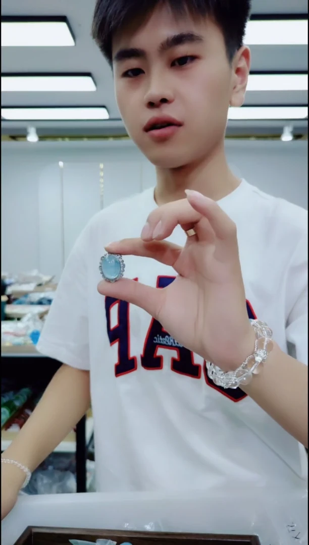 海蓝宝石颈饰合金2614蓝色魔盒单个