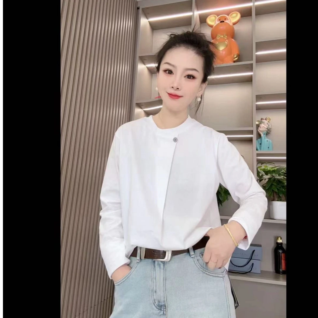 一颗扣设计款圆领T恤