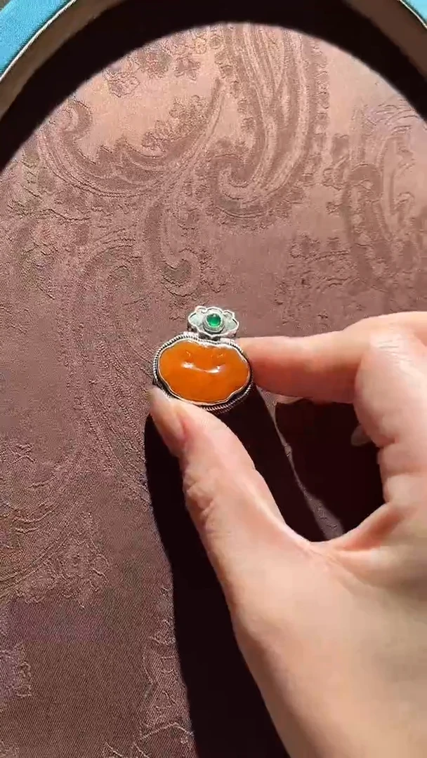 【闪购商品】翡翠吊坠(不含链)银S925镶嵌红翡绿翠 20号