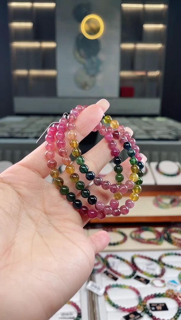 未镶嵌三圈手串6mm+碧玺（多样性发一条）T