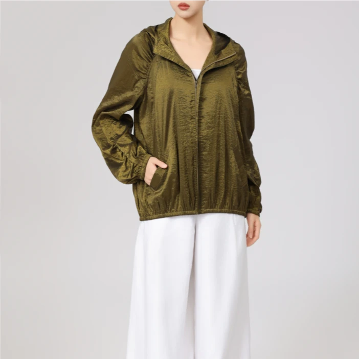 AMASS/阿玛施早春新款插肩袖宽松造型轻量缩褶外套540001