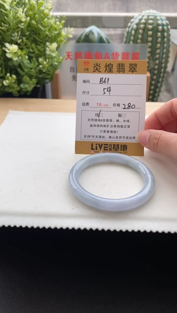 未镶嵌手镯翡翠圈口53.1编码B61