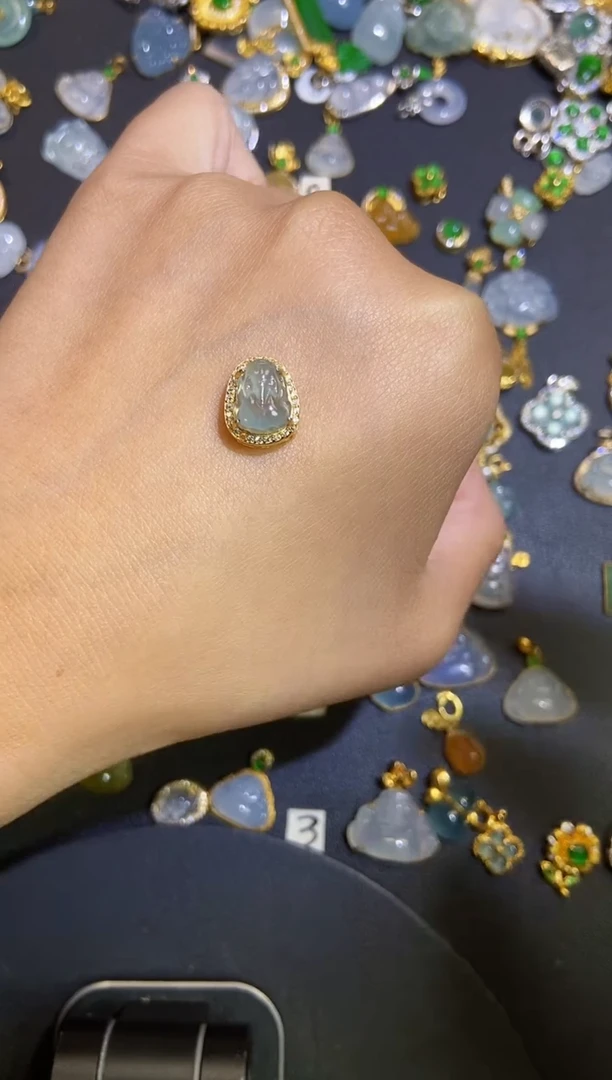 翡翠银S925镶嵌吊坠(不含链)1