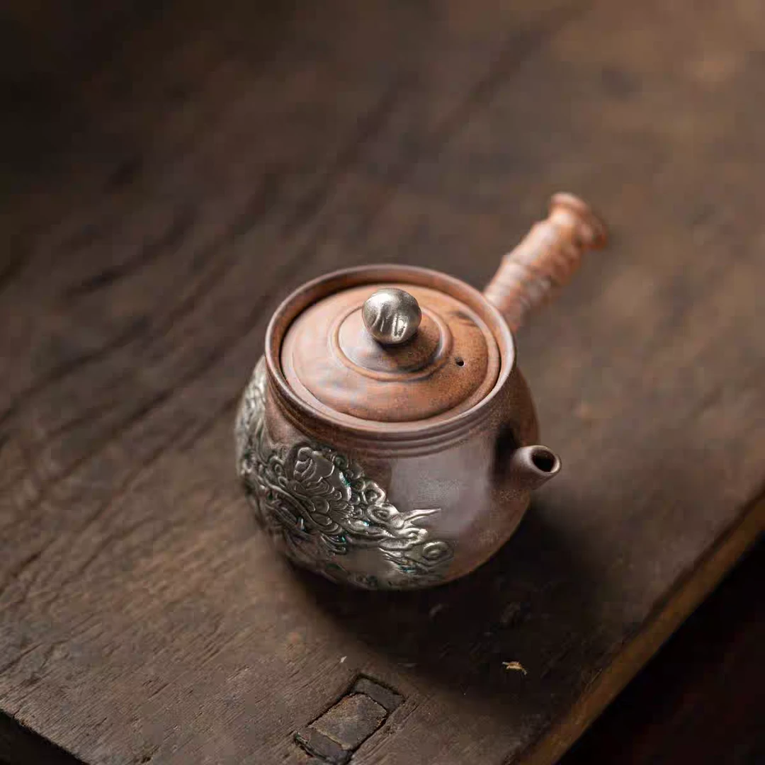 慢山老岩泥醒狮侧把壶手工泡茶壶高端茶具 GH2054