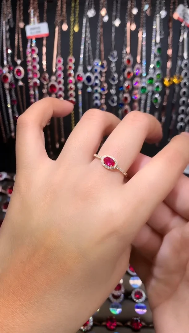 【闪购商品】红宝石戒指银S925镶嵌金色