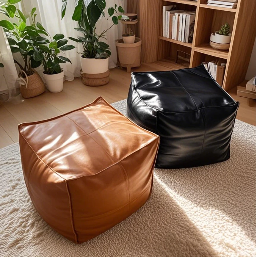 大号懒人沙发收纳袋换鞋凳旧衣服收纳坐墩蒲团沙发脚凳皮墩坐垫