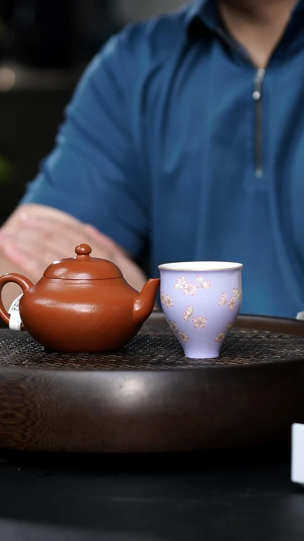 溢珍堂梅花束口杯+梨形-朱泥-155cc