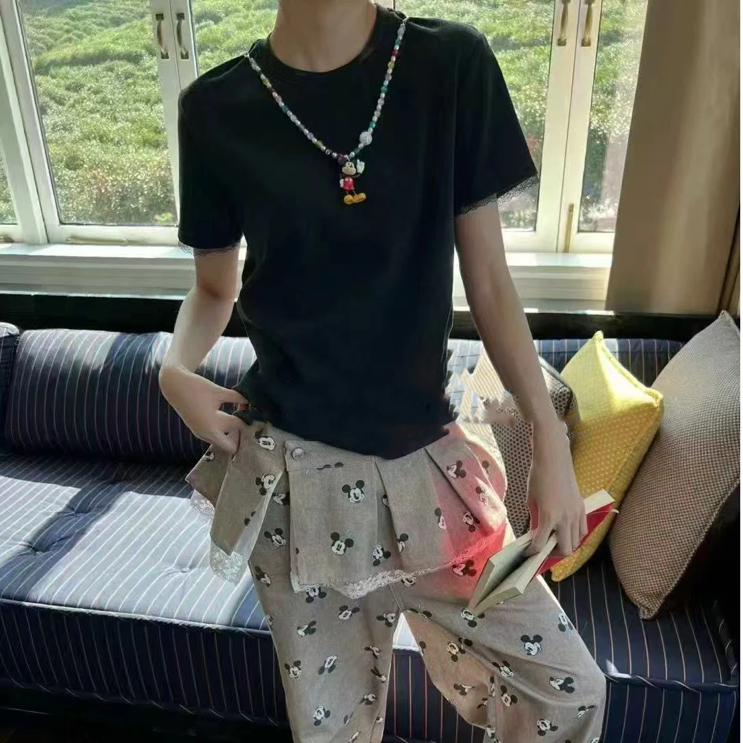 【米奇半袖】夏季辣妹米奇项链掐腰遮肉显瘦T恤张三岁大码女装