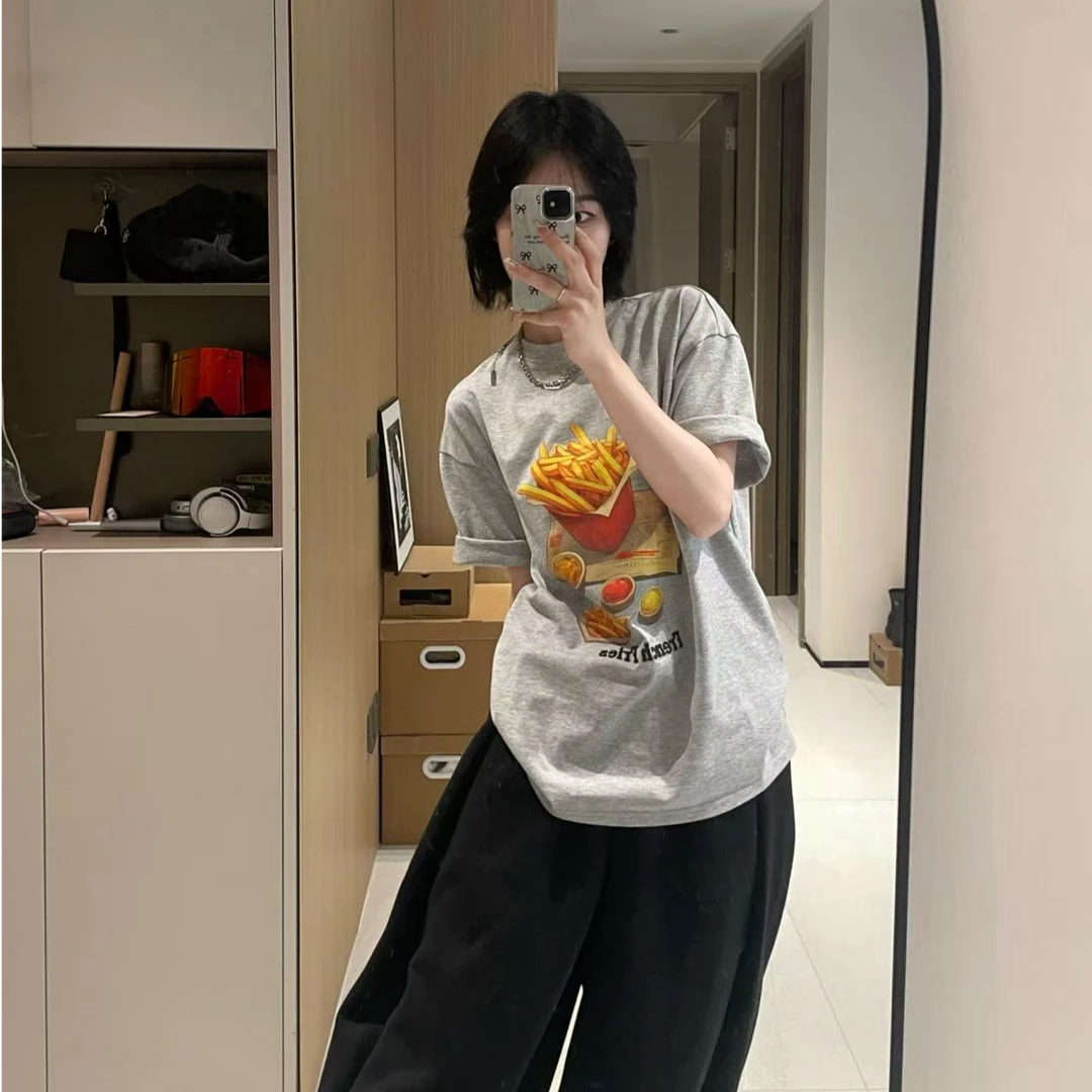 【小蔡专属】MLLM240gins韩系休闲宽松圆领短袖T恤