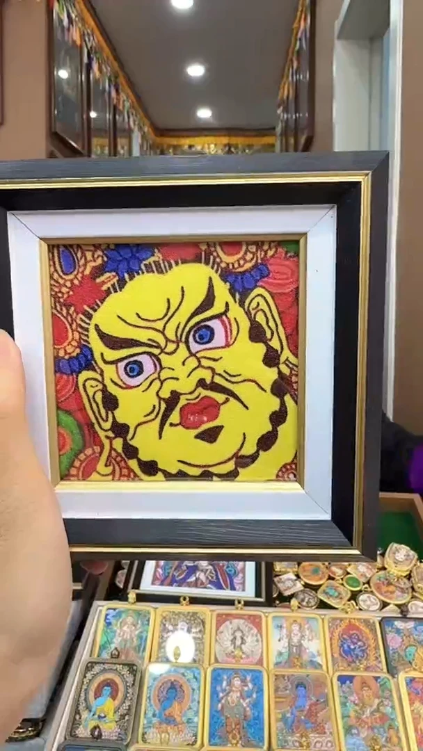 吊坠黄财神-纯手绘唐卡