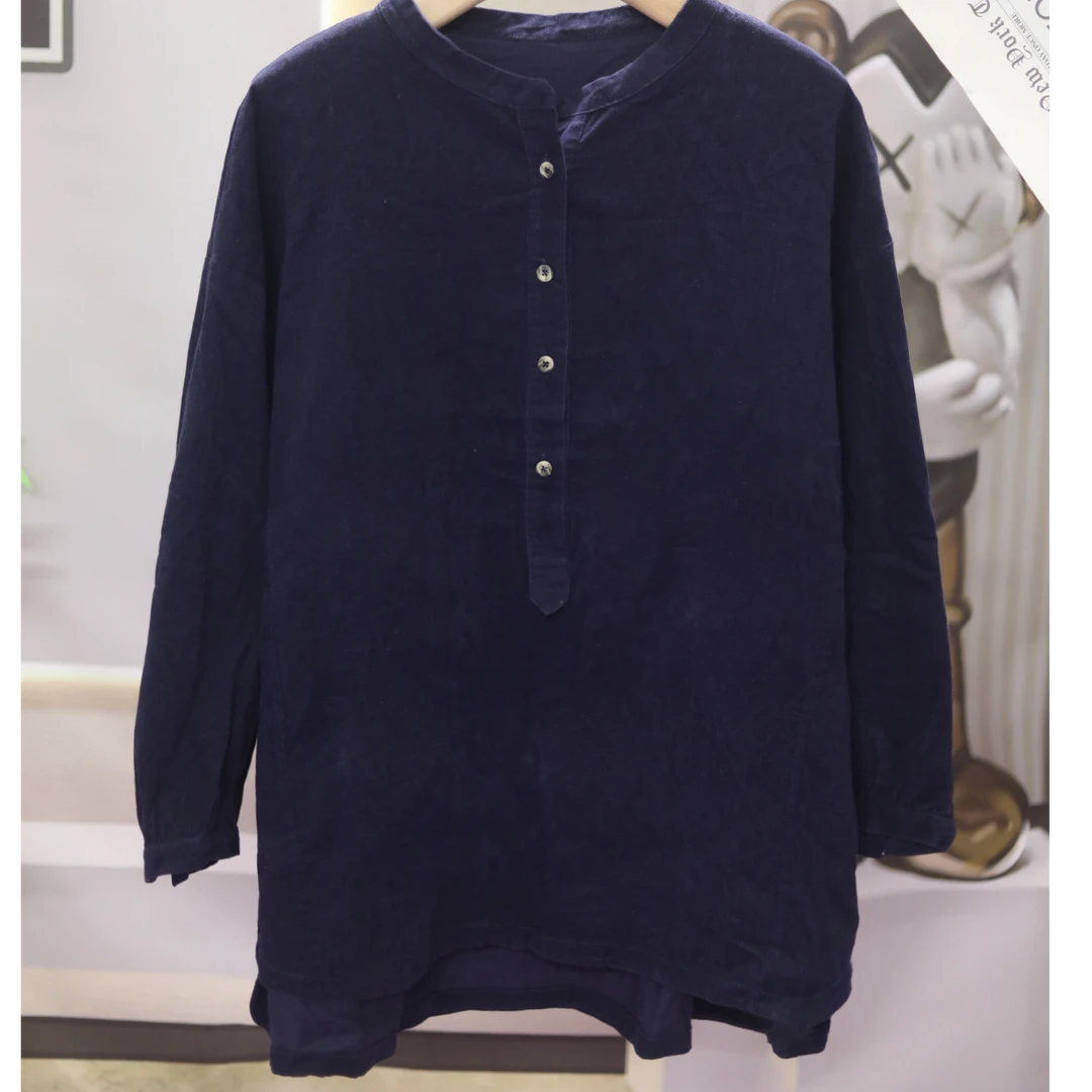 微胖mm春秋新款复古灯芯绒遮肉显瘦百搭长袖衬衫上衣女  2635