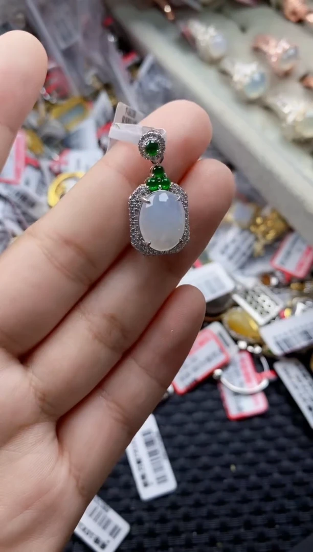 翡翠戒指银S925镶嵌7777--7