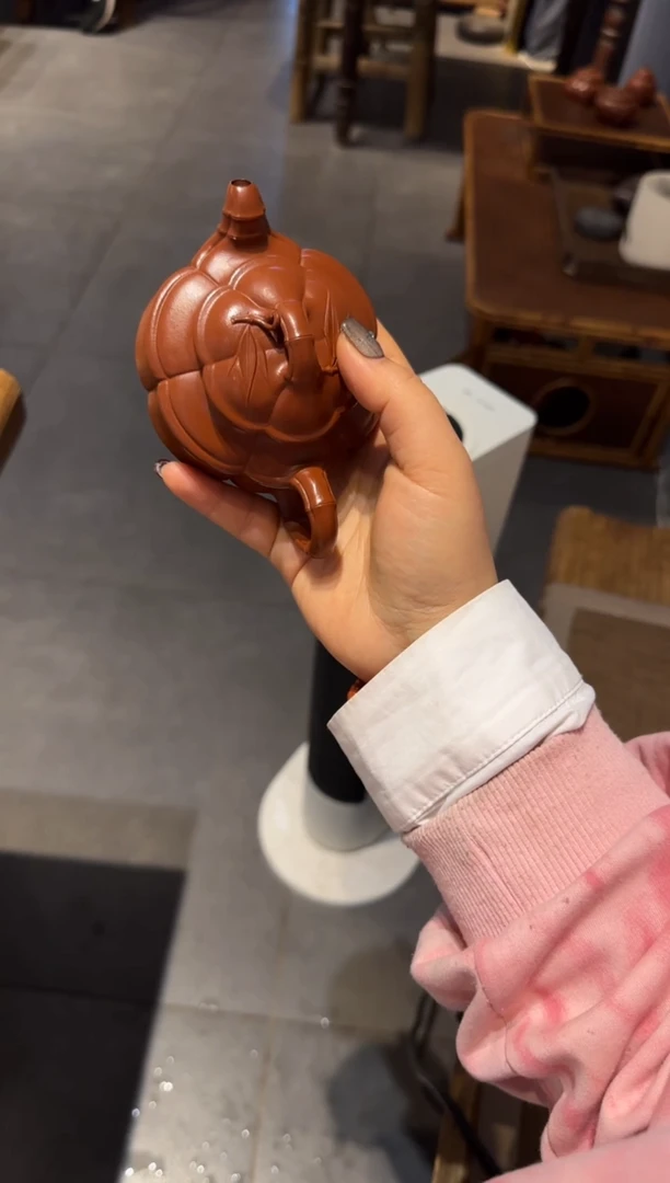 【闪购商品】紫砂茶壶海棠腰圆双线竹鼓