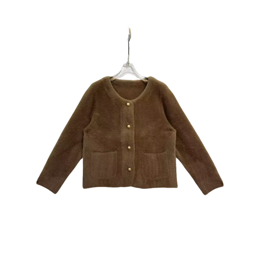 桐然精选907#冬季新款时尚百搭时尚休闲减龄显瘦水晶绒圆领上衣