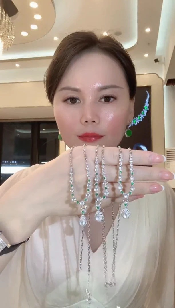 套链18K金镶嵌翡翠C117 多样性发货一件