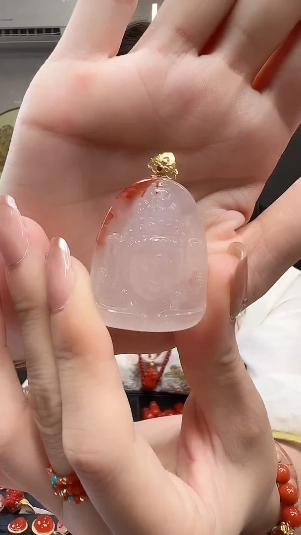 吊坠(不含链)18K金镶嵌南红玛瑙/