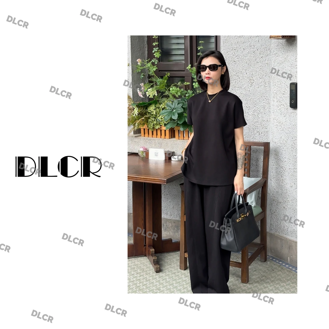 DLCR【大琳】2025夏季新款设计师轻奢休闲百搭空气层女装套装