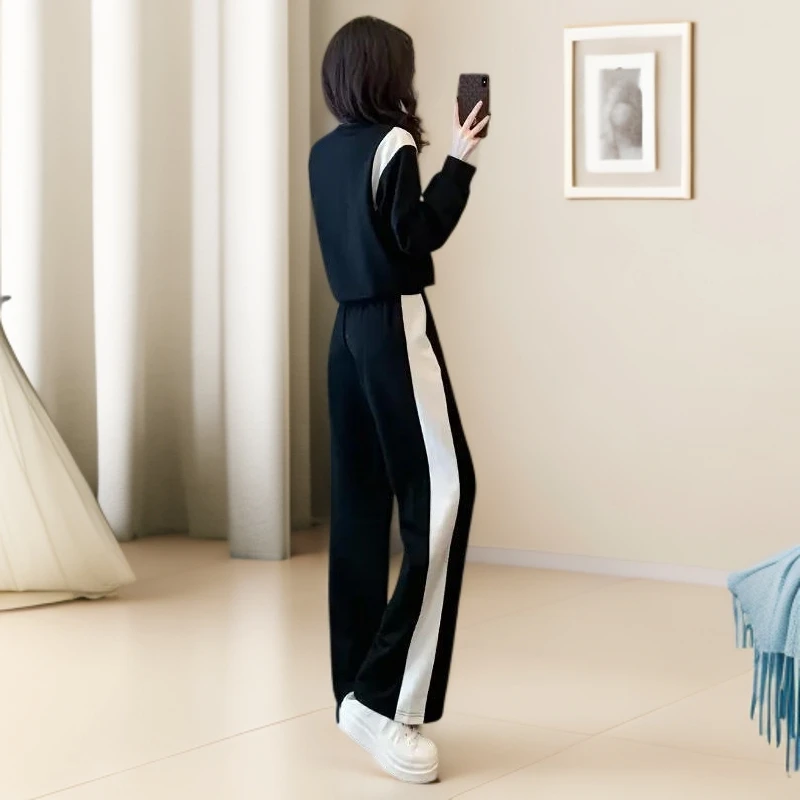 时尚潮流！重工烫钻春秋卫衣阔腿裤套装，宽松显瘦休闲运动减龄春秋