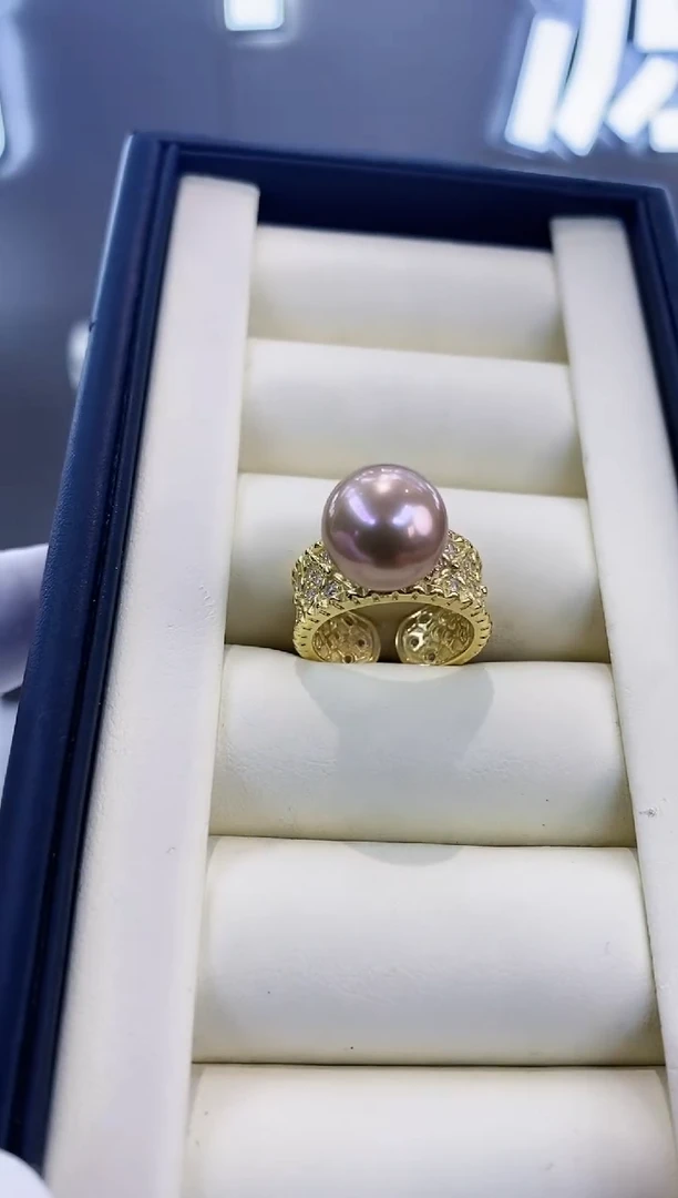 银S925镶嵌戒指淡水珍珠Y淡水戒指11-12
