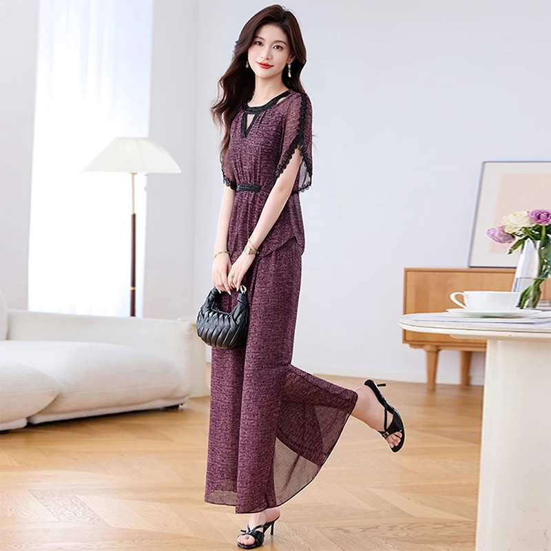 【上衣+裤子】夏季新款优雅气质时尚收腰显瘦套裤-26534-q