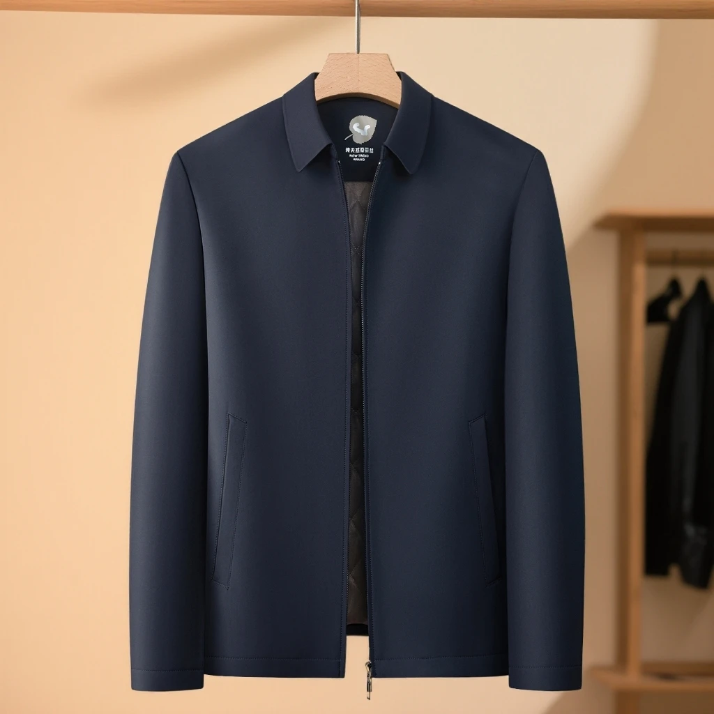 2025保暖冬季翻领男秋季加厚男士夹克上衣外套秋冬中老年爸爸爷爷