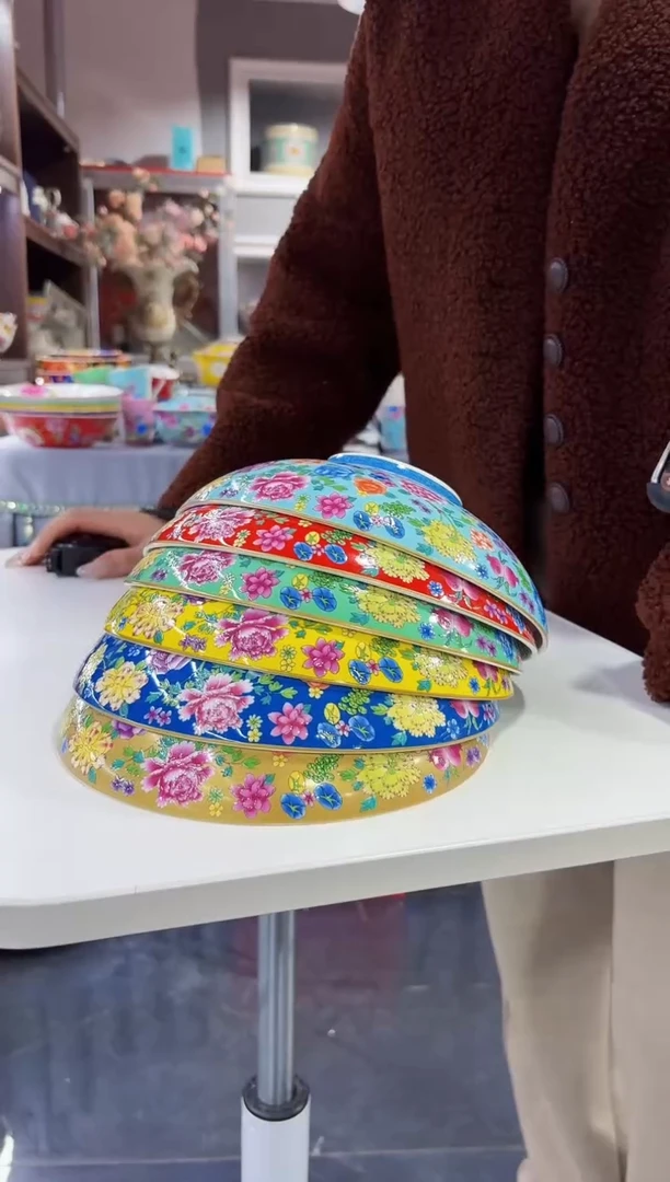 珐琅 8.5英寸元宝盘6个景德镇混色