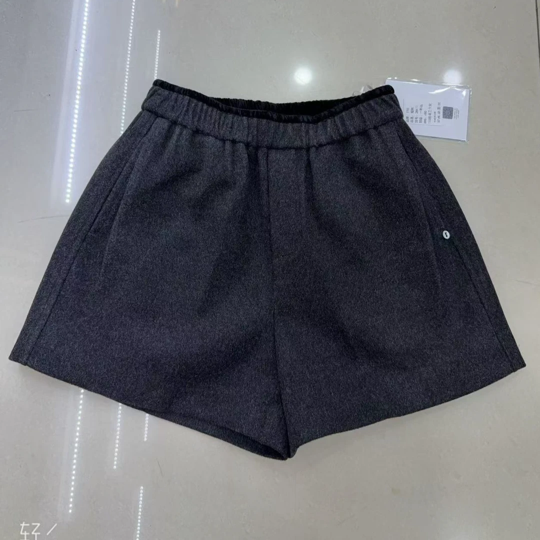 韩系拼接松紧腰贝壳加厚羊毛短裤