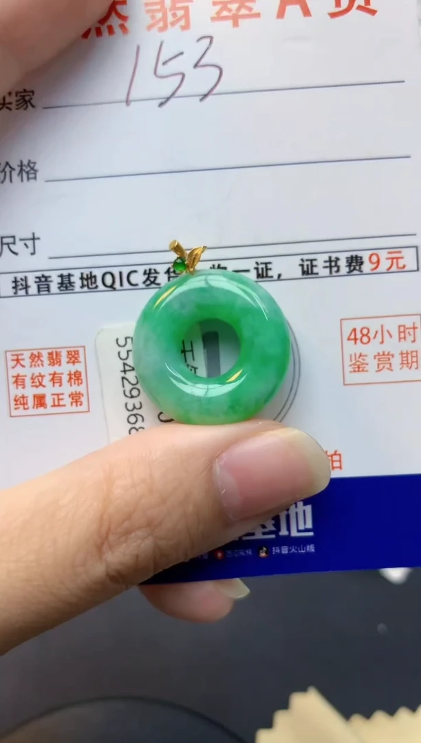 颈饰18K金镶嵌翡翠天然缅甸A货翡翠百元以上9元证书费自理