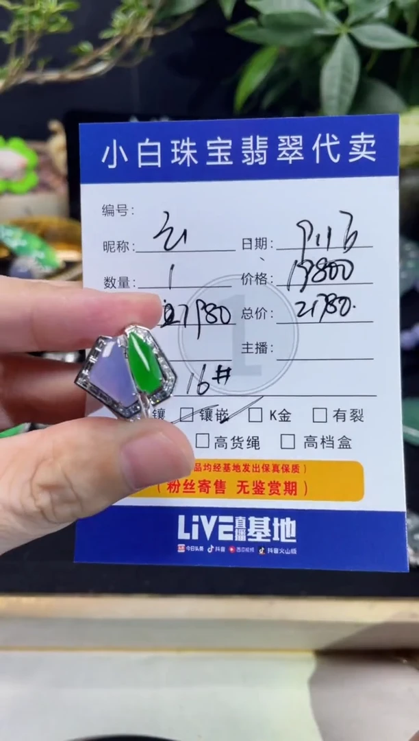 吊坠(不含链)18K金镶嵌翡翠云*戒指