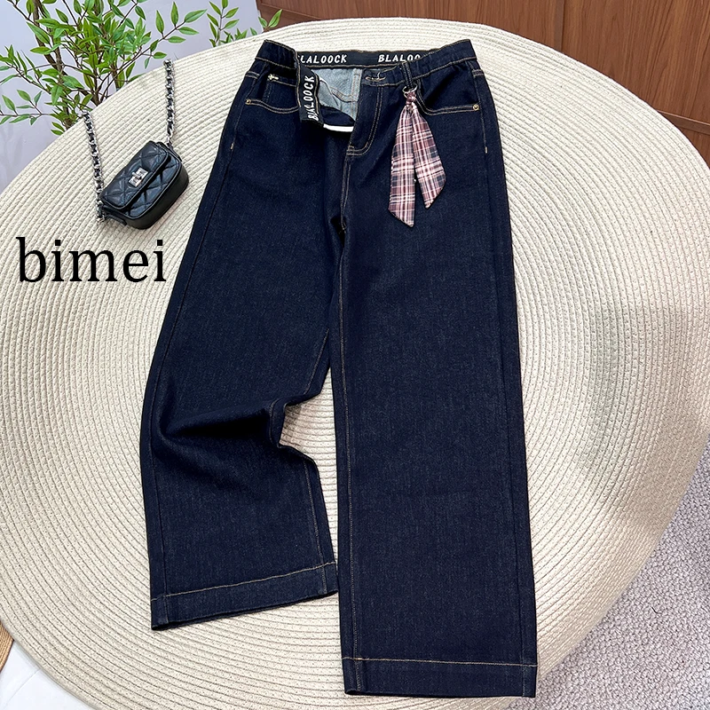 BIMEI大码阔腿裤宽松牛仔裤窄版直筒裤子潮流秋季微弹力ins00985