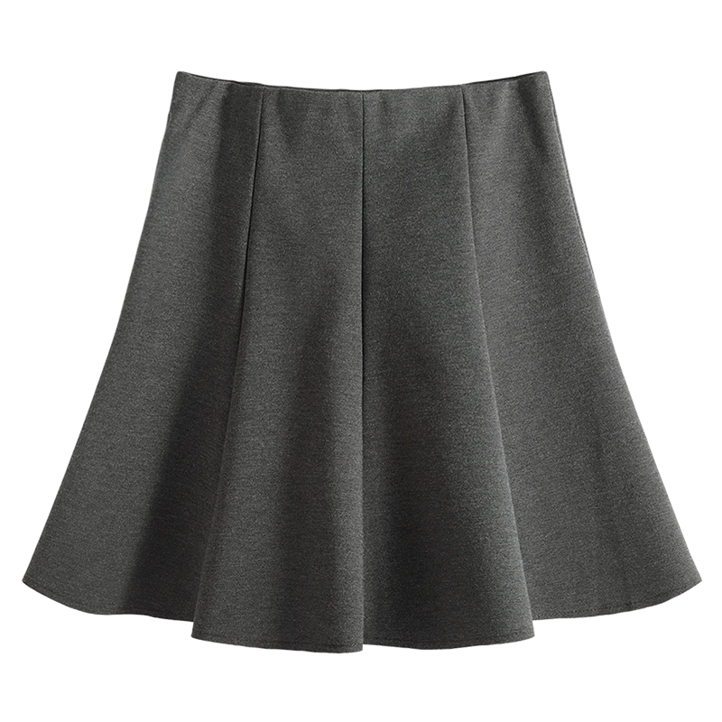 灰色高腰褶皱西装短裙女2025秋季新款a字遮跨百褶伞裙显瘦半身裙